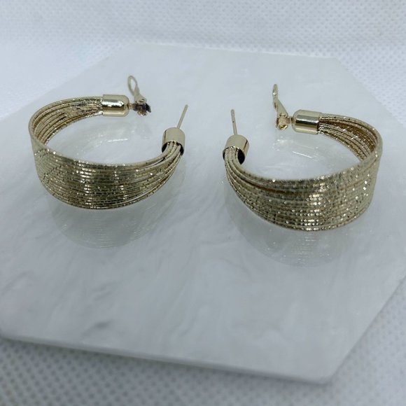 18K Gold Plated Chunky Hoop Earrings - Picture 1 of 4